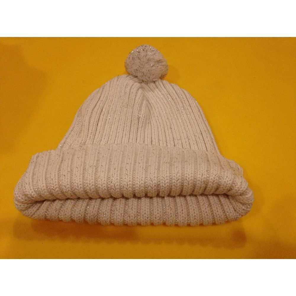 Old Navy Beanie White Crochet Bonnet Winter Knitted Hat Baby L/XL 100%Cotton